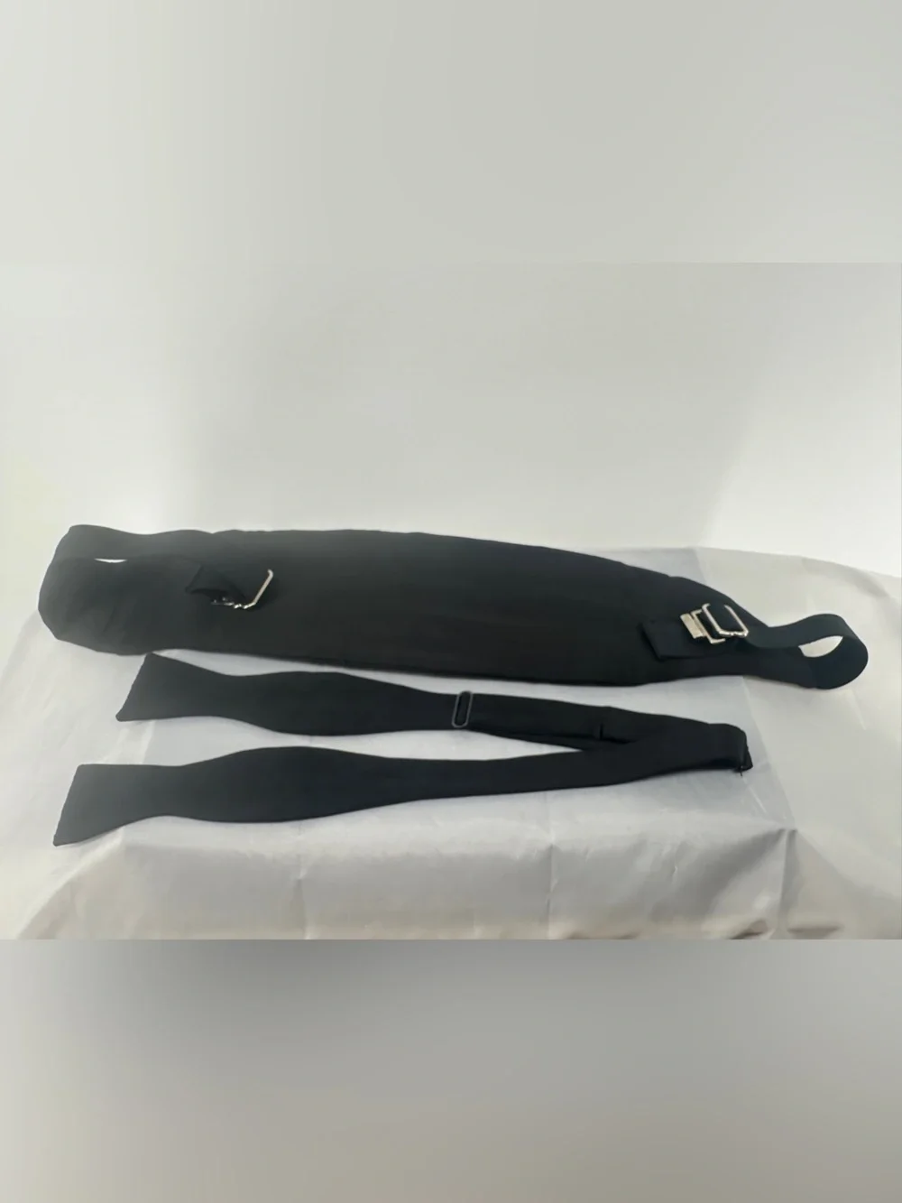 Black silk cummerbund and bowtie set